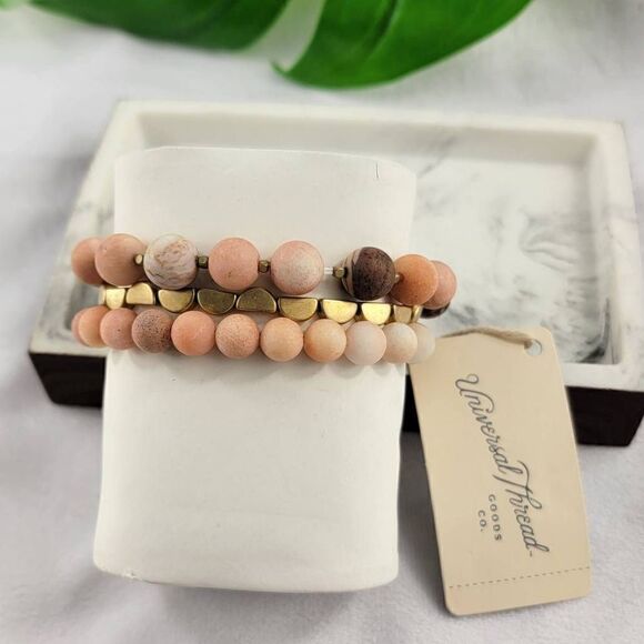 Universal Thread Genuine Stone set of 3 bracelets - Picture 2 of 2